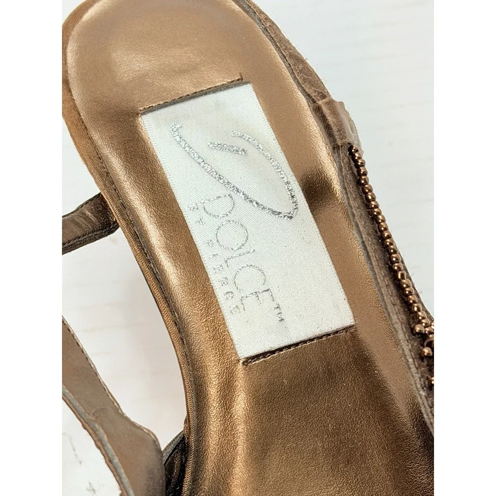 Dolce by Pierre Eleganza Women's Bronze‎ Beaded Slingback Heels Size 7.5M